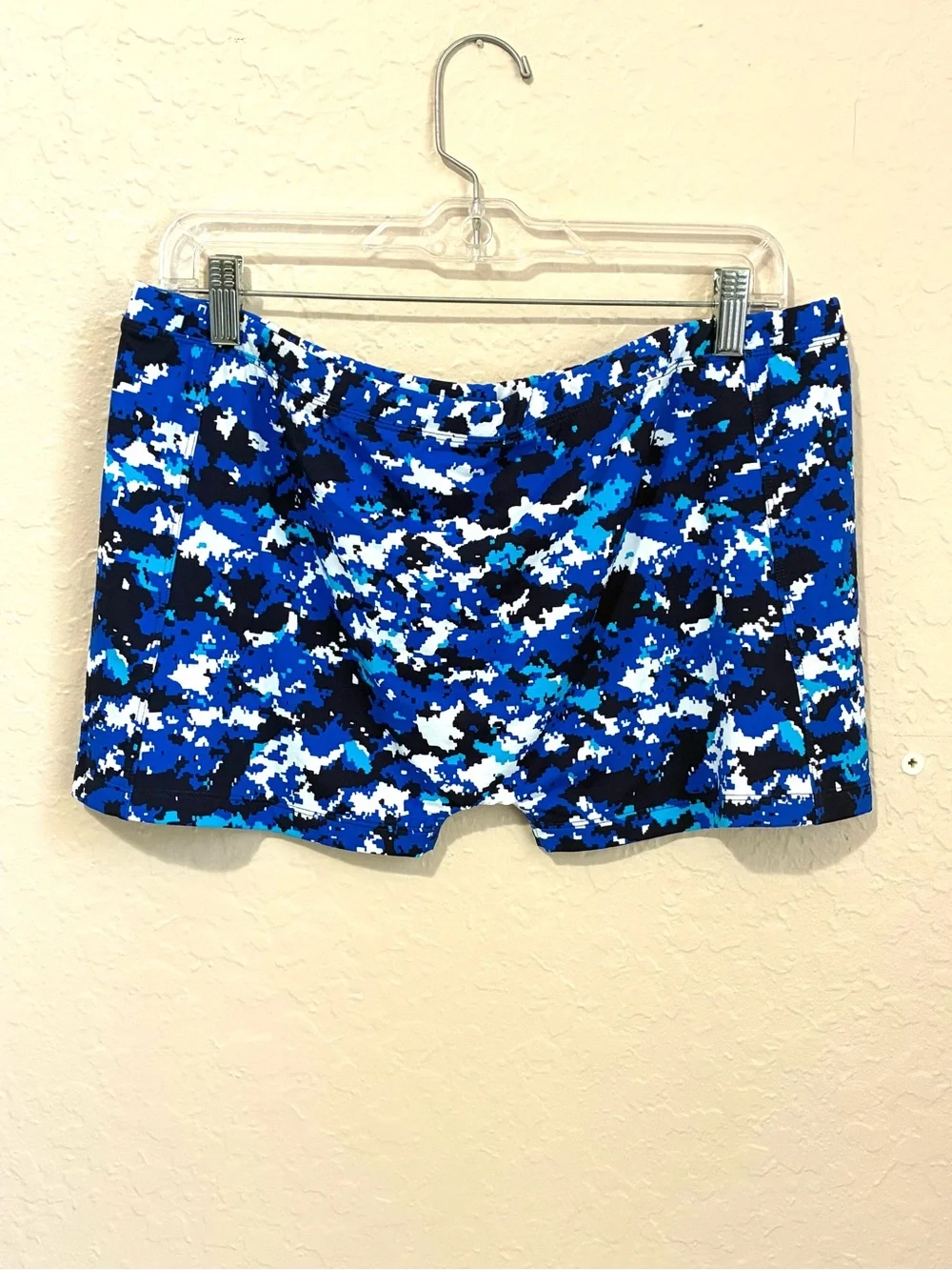 Ibkul Bike Shorts Women’s Large Blue Digital Camouflage Pull On Active